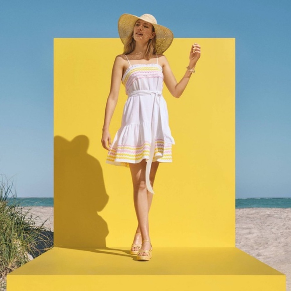 Lisa Marie Fernandez Target Ric Rac A Line Swing Dress White Ruffles Sz XS NWT